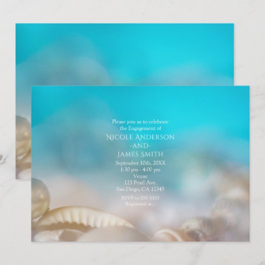 Faire-part de fiançailles de mariage de plage Coqu (Devant / Derrière)