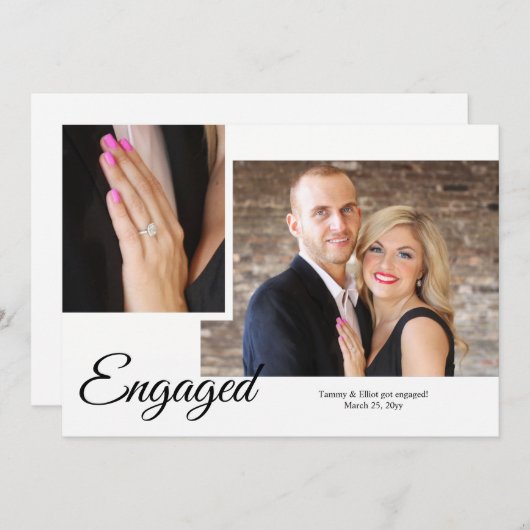 Faire-part de Fiançailles de photos de script de d (Devant / Derrière)