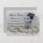 Faire-part de Fiançailles des anneaux et perles de (Devant / Derrière)