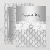 Faire-part de fiançailles Diamant & Dentelle Argen (Devant / Derrière)
