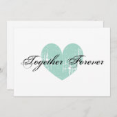 Faire-part de fiançailles élégant avec cœur sarcel (Devant / Derrière)