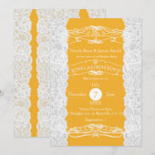 Faire-part de fiançailles élégants en dentelle jau (Devant / Derrière)