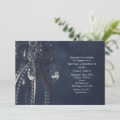 Faire-part de fiançailles en cristal élégant bleu  (Debout devant)