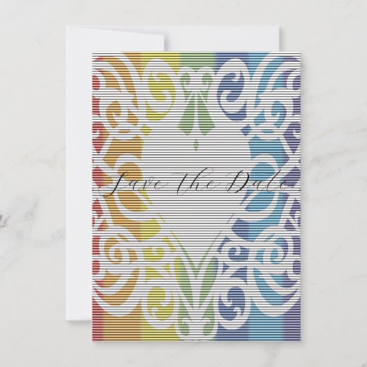 faire-part de fiançailles en dentelle arc-en-ciel (Devant)