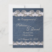 Faire-part de fiançailles en dentelle et en jean v (Dos)