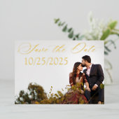 Faire-part de fiançailles en feuille d'or (Debout devant)