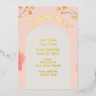 Faire-part de fiançailles en papier alu Fleurs de