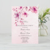 Faire-part de fiançailles Fleurs roses à l'aquarel (Debout devant)