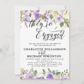 Faire-part de Fiançailles floral violet et blanc (Devant)