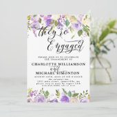 Faire-part de Fiançailles floral violet et blanc (Debout devant)
