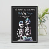 Faire-part de fiançailles gothique, noir, squelett (Debout devant)