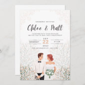 Faire-part de fiançailles minimaliste blanc (Devant / Derrière)