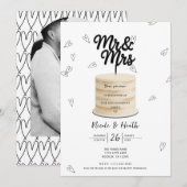 Faire-part de fiançailles noir et blanc Mr. & Mrs. (Devant / Derrière)