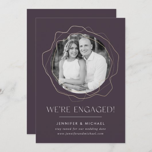 Faire-part de Fiançailles photo Cercles Abstraits (Devant / Derrière)