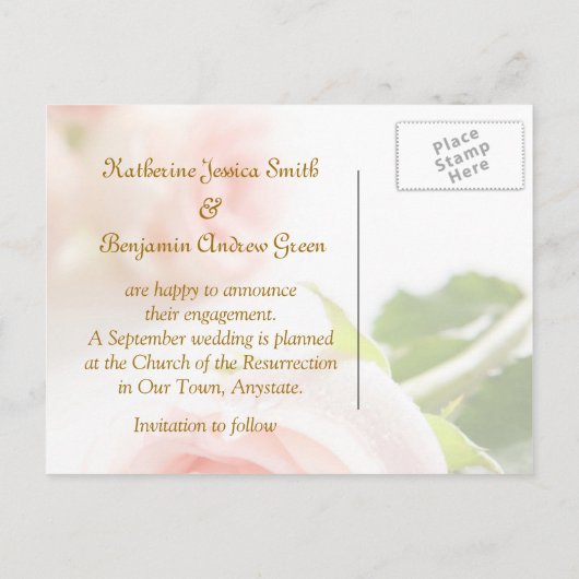 Faire-part de fiançailles rose rose (Dos)