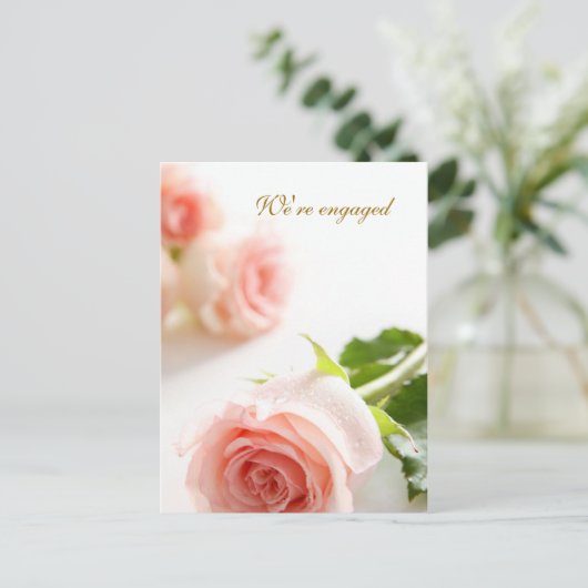 Faire-part de fiançailles rose rose (Debout devant)