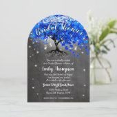 Faire-part de Fiançailles Royal Blue Heart Leaf Tr (Debout devant)