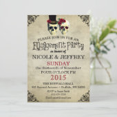 Faire-part de fiançailles squelette de mariage crâ (Debout devant)