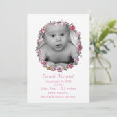 Faire-part de fille rose et blanche élégant (Debout devant)