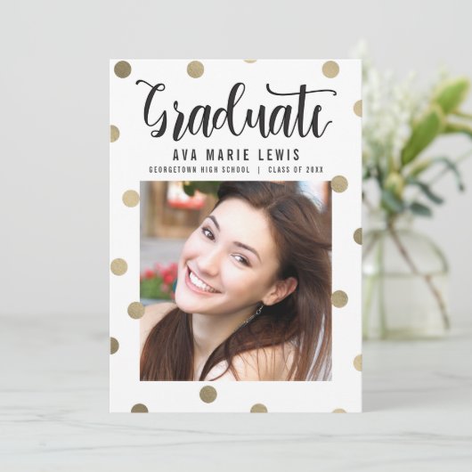 Faire-part de fin d'études à points de brillance (Debout devant)