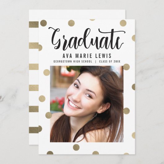 Faire-part de fin d'études à points de brillance (Devant / Derrière)