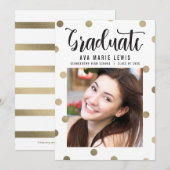 Faire-part de fin d'études à points de feuille d'o (Devant / Derrière)