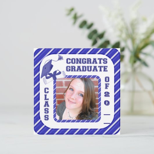 Faire-part de fin d'études, Bleu d'invitation (Debout devant)