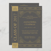 Faire-part de fin d'études de couleur modifiable d (Devant / Derrière)