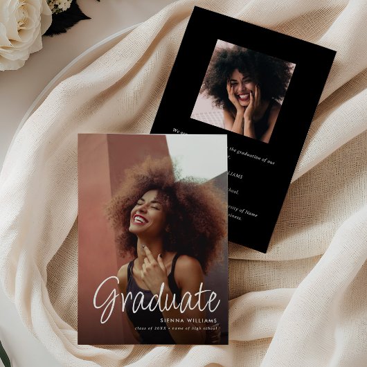 Faire-part de fin d'études Script Graduate 2 Colla