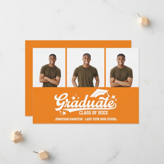 Faire-part de fin d'études secondaires 3 Photo (Devant/Arrière en situation)