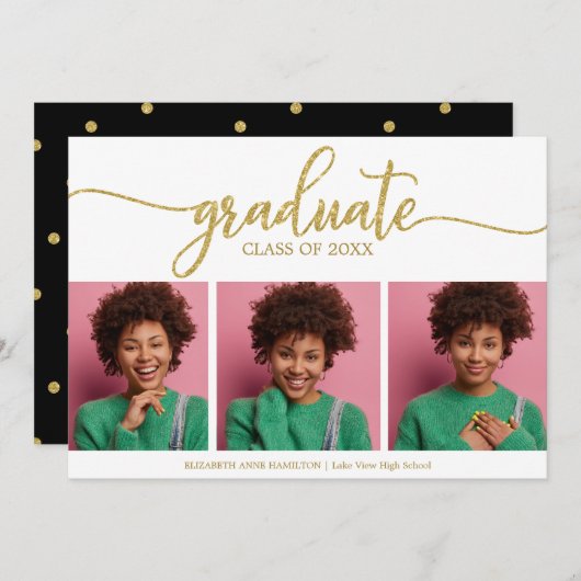Faire-part de fin d'études secondaires 3 Photo (Devant / Derrière)