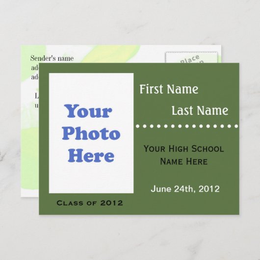 Faire-part de fin d'études secondaires / invitatio (Devant / Derrière)