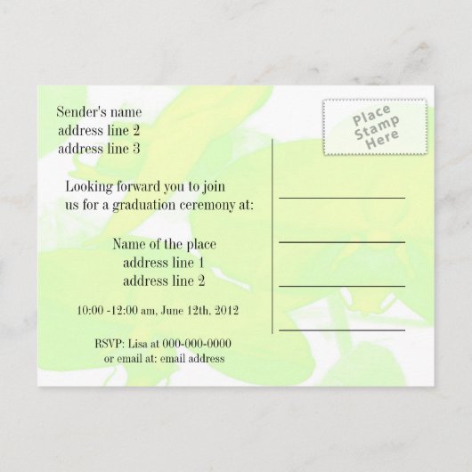 Faire-part de fin d'études secondaires / invitatio (Dos)