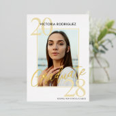 Faire-part de finition blanc Gold Foil tendance (Debout devant)