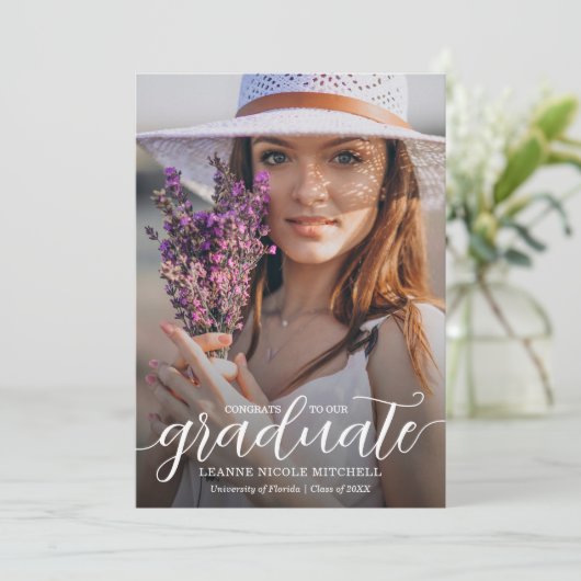 Faire-part de finition de script à la mode (Debout devant)