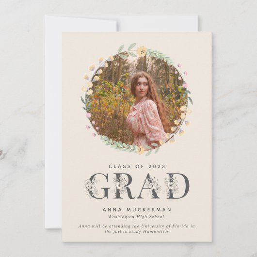 Faire-part de fleur sauvage au lycée (Devant)