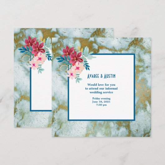 Faire-part de fleurs aquarelles pour mariage infor (Devant / Derrière)