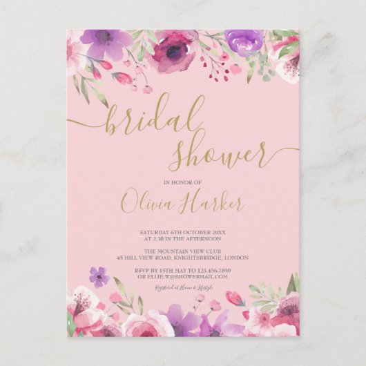 Faire-part de Fleurs de Prairie pour Mariage (Devant)