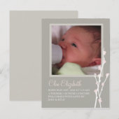 Faire-part de fleurs grises et roses 2 (Devant / Derrière)