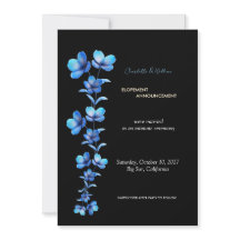 Faire-part de fuite amoureuse florale noire et ble