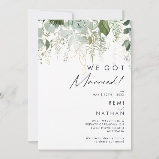 Faire-part de fuite dans la verdure et feuilles d' (Devant)