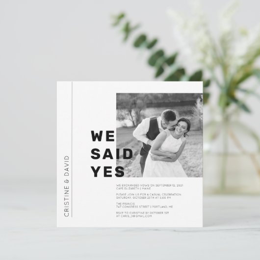 Faire-part de fuite de noces Nous avons dit Oui (Debout devant)