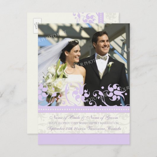 Faire-part de Fuite en Amour Cartes Postales Photo (Devant / Derrière)