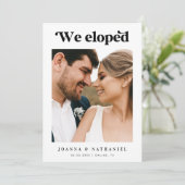 Faire-part de fuite en noir et blanc avec écriture (Debout devant)