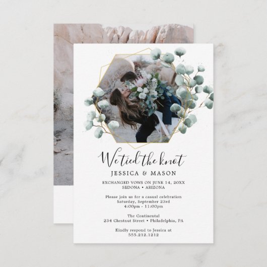 Faire-part de fuite pour le mariage au thème Eucal (Devant / Derrière)