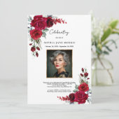 Faire-part de funérailles aux roses rouges de Bour (Debout devant)