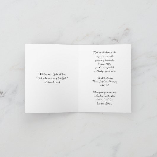 faire-part de graduation (Intérieur)