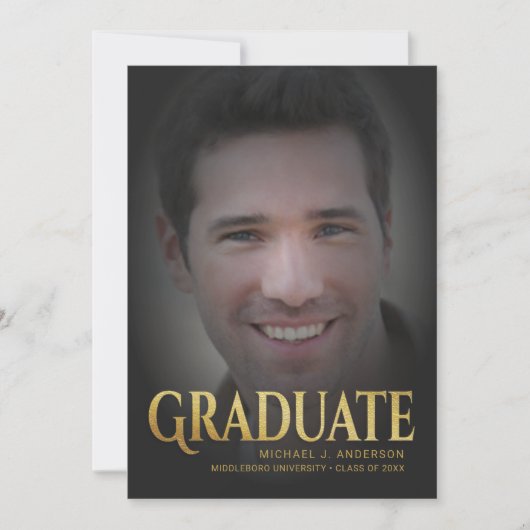 faire-part de graduation 2017 Masculine Gold Texte (Devant)