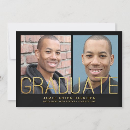 Faire-part de graduation - 2 photos avec texte en (Devant)