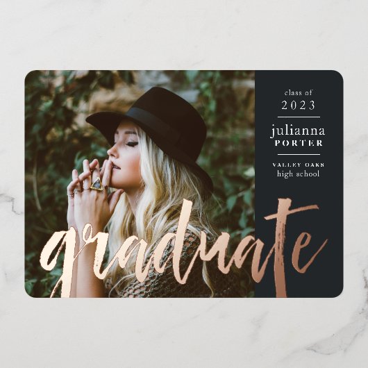 Faire-part de graduation à l'huile esquissée | Noi (Recto)